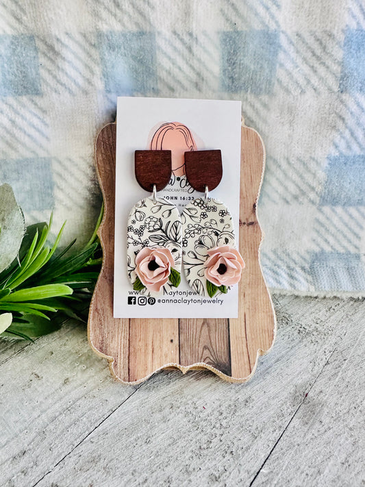 Floral and Wood Dangles