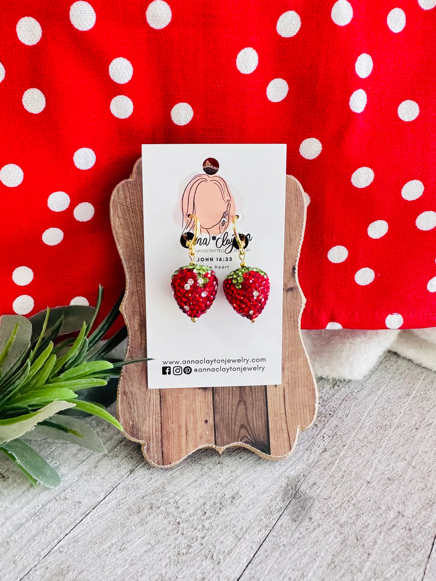 Sparkly Strawberry Huggie Hoops