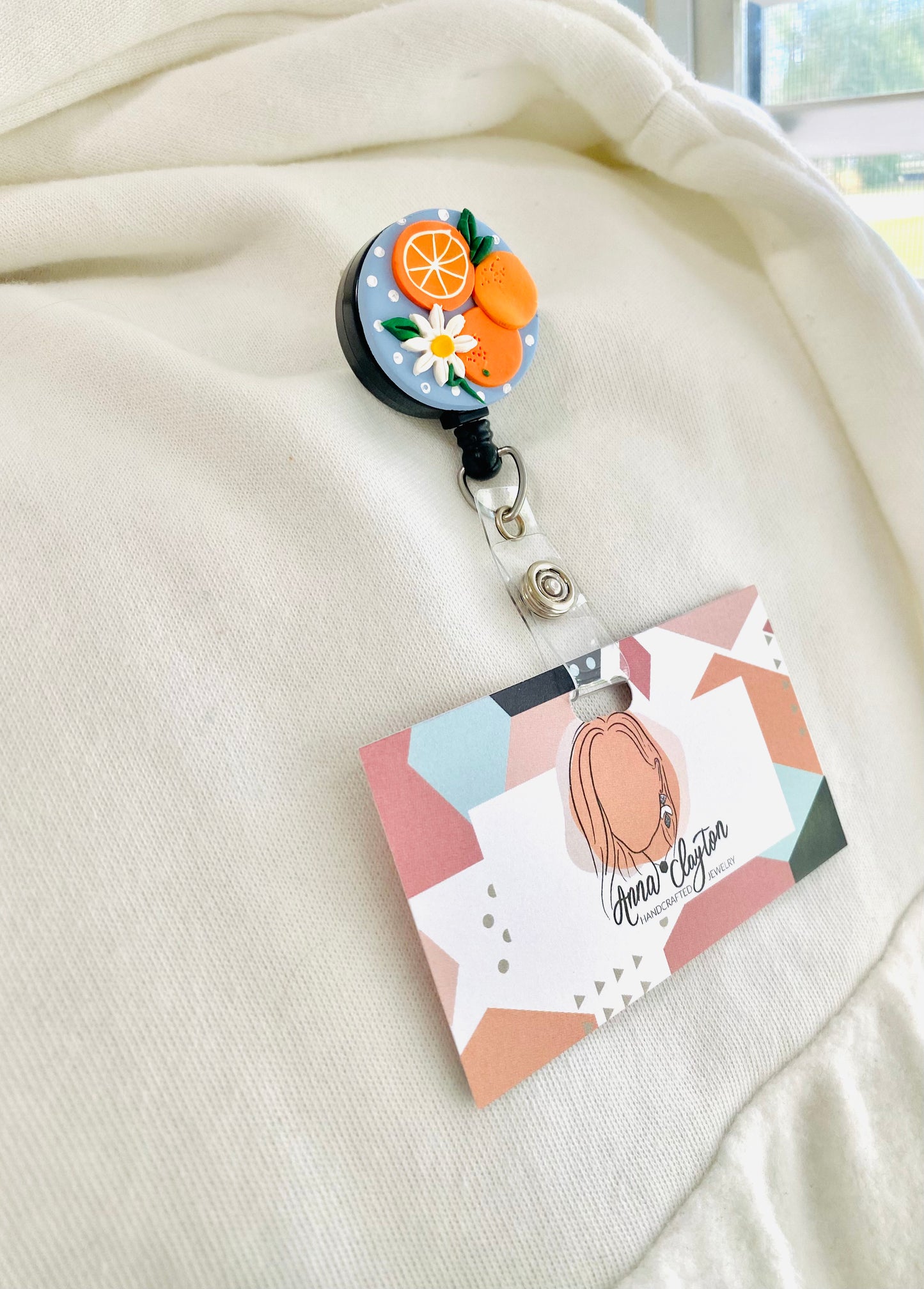 Orange Blossom Badge Holder