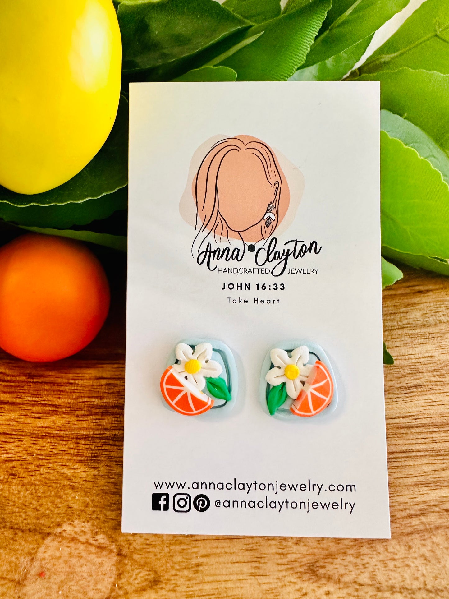 Orange Blossom Clay Stud Earrings
